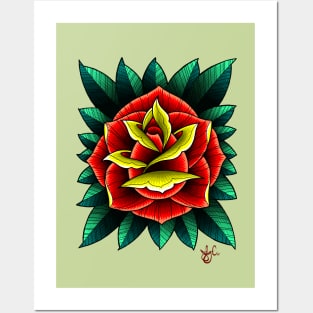 Traditional Tattoo Rose Posters and Art